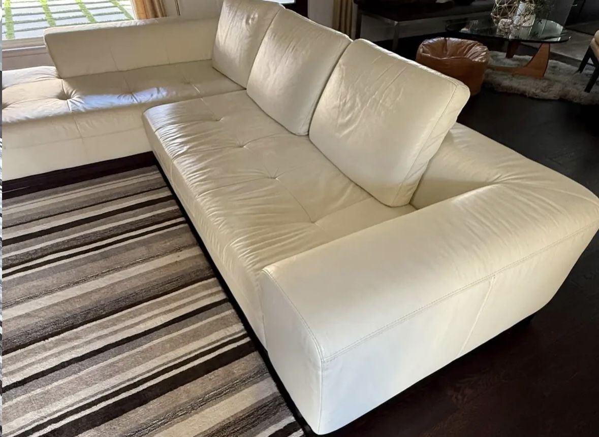 White Leather Sectional Couch