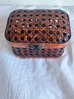 Handwoven brown decorative mini storage chest