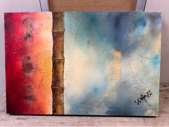 Textured Bamboo Dragonfly Canvas – 36 x 24 in