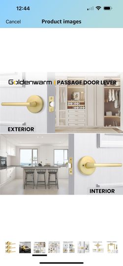 goldenwarm Gold Closet Door Handles Interior, Bruhsed Gold Interior Passage Door Handles, Heavy Duty Zinc Alloy Indoor Brushed Brass Door Levers for C