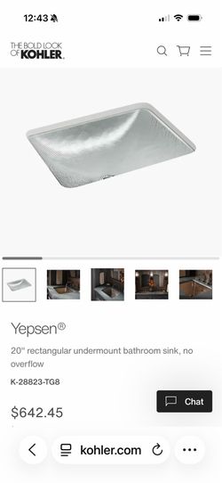 Yepsen® 20" rectangular undermount bathroom sink, no overflow