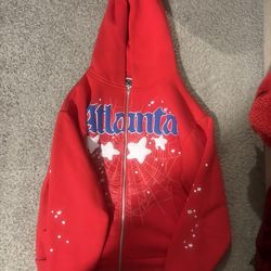 Sp5der Atlanta Zip Up Hoodie 'Red'