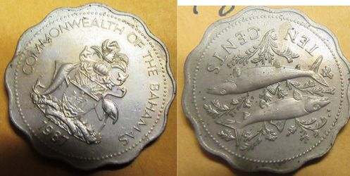 BAHAMAS TEN CENTS 1987