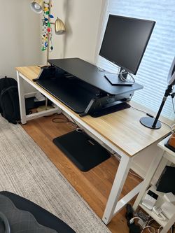 Desk + standing desk converter