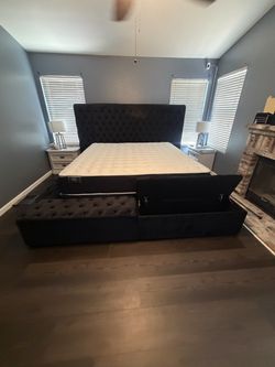 New In Box King Bed Frame With Mattress (Read Description Below)