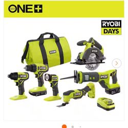 RYOBI ONE+ 18V Cordless 6-Tool Combo Kit with 1.5 Ah Battery, 4.0 Ah Battery, and Charger