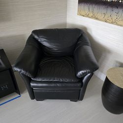 Oversized Black Leather Chair