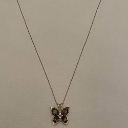 10kt Yellow Gold Mystic Topaz + Diamond Butterfly + 19 inch necklace 2.86g tw