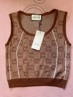 Brown knit GG Pattern vests