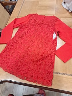 Size 3t red embroidered dress. Size tag missing