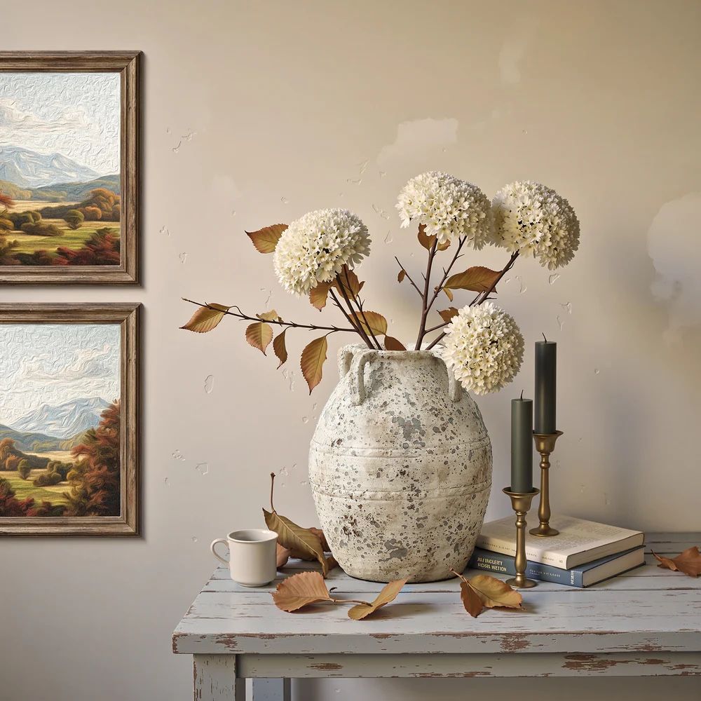 Rustic Old World Bouquet Round Terracotta Vase,10.6'' ,D2570