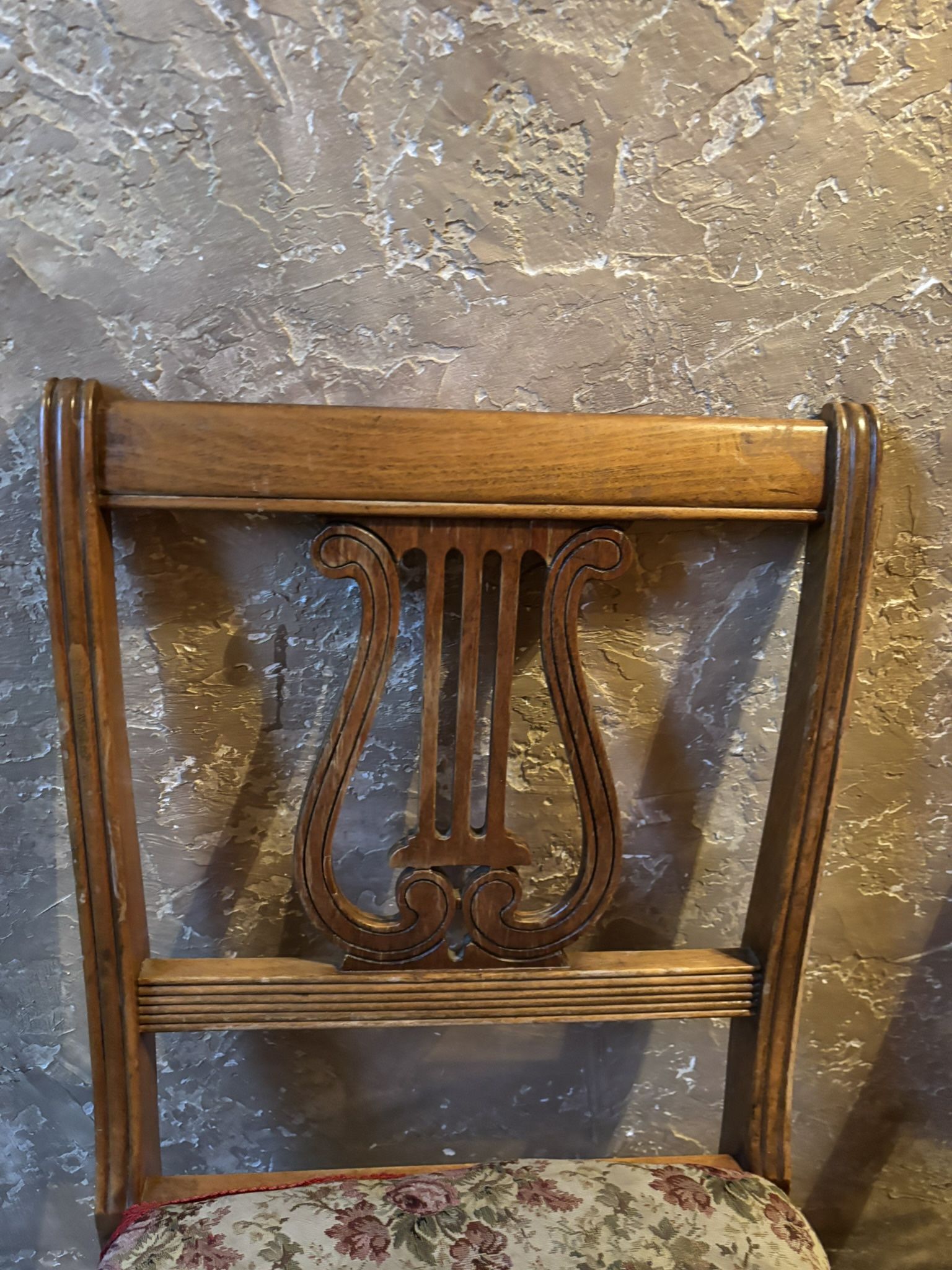 Two Vintage Hardback Wooden Chairs