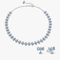 Bridgerton Blue Bow Necklace & Earring Set Pandora 