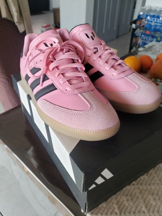 Adidas Samba Messi sneakers in the Light Pink