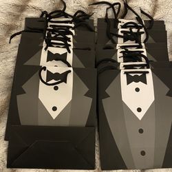 Tuxedo Gift Bags w/ Double Handle Ropes 9” x 7” 14 count