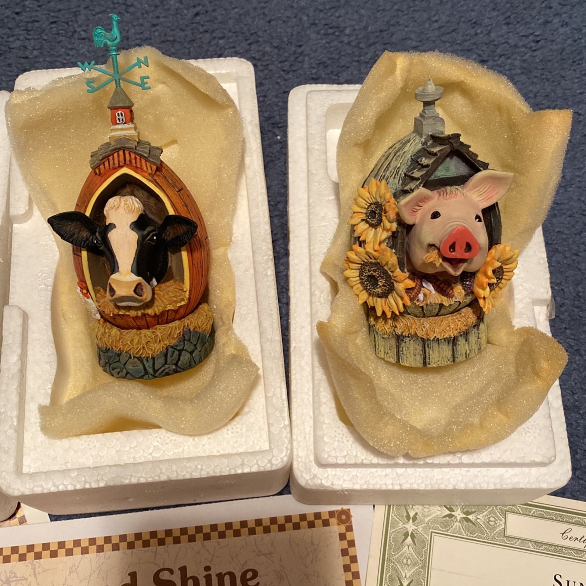 2 Franklin Mint Farm Eggs