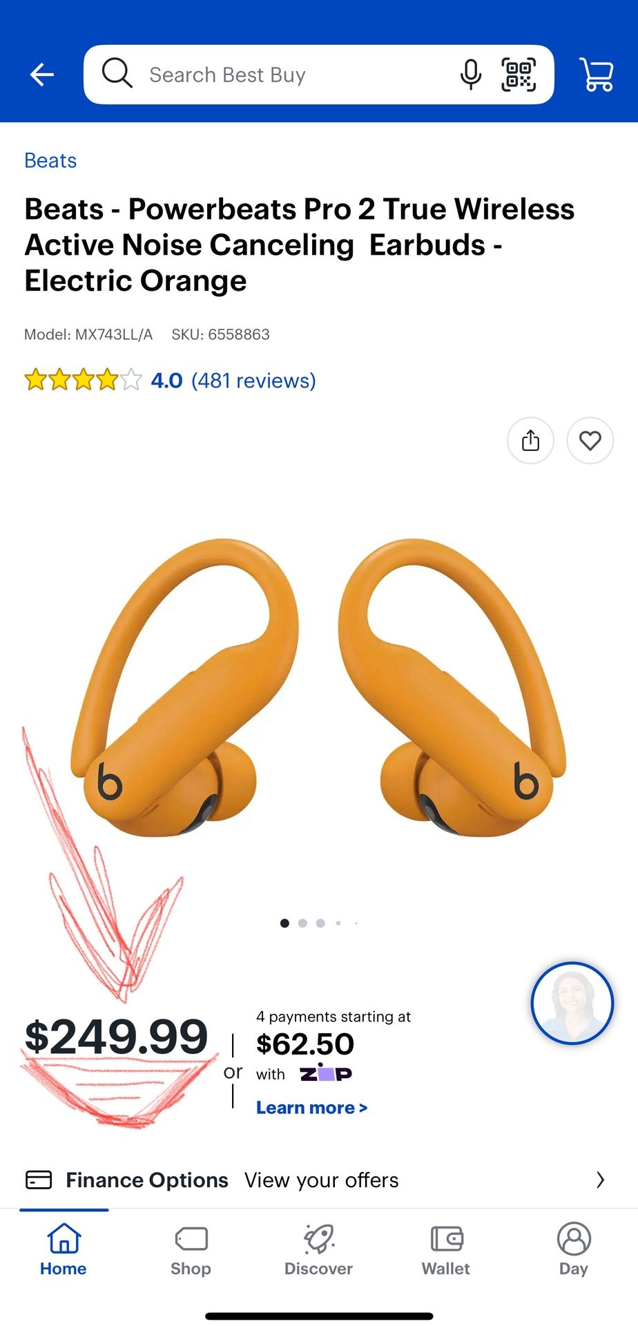 🔸Beats - Powerbeats Pro 2 True Wireless Active Noise Canceling Earbuds - Electric Orange🔸