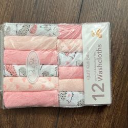 12 Baby Girl Wash Cloths 