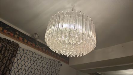 Larger vintage Hollywood Regency / Venini-style acrylic prism chandeliers: