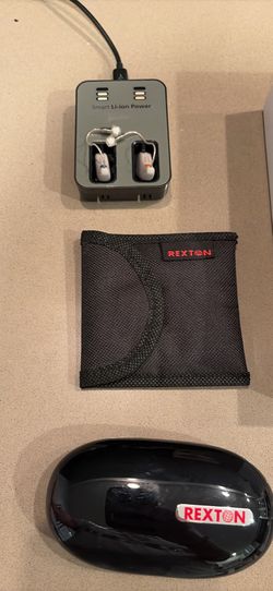 Rexton Legato LI Rechargeable Hearing Aids – Full Set w/ Charger, Case & Accessories