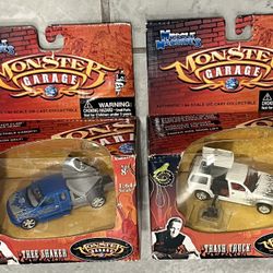 Muscle Machines Monster Garage "Tree Shaker" Blue Ford F-150 & Trash Truck