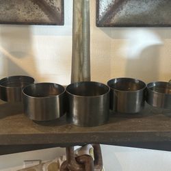 New Crate & Barrel Links Dark Pewter Centerpiece 5 Link Cylinder Pillar Candle Holder