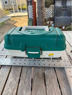 Plano green white fishing tackle box 14 inches