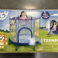 Bluey 4' Kids Trampoline with Soft Play Balls with Padded Cover, Bungee System