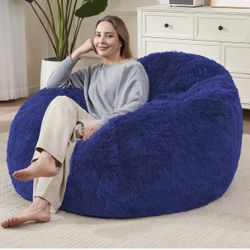Fluffy Faux Fur Toy Storage Bean Bag Cover