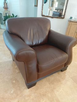Big Coumfy Chair - Brown Leather Excellent