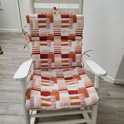 Wooden Rocking Chair With New Cushion