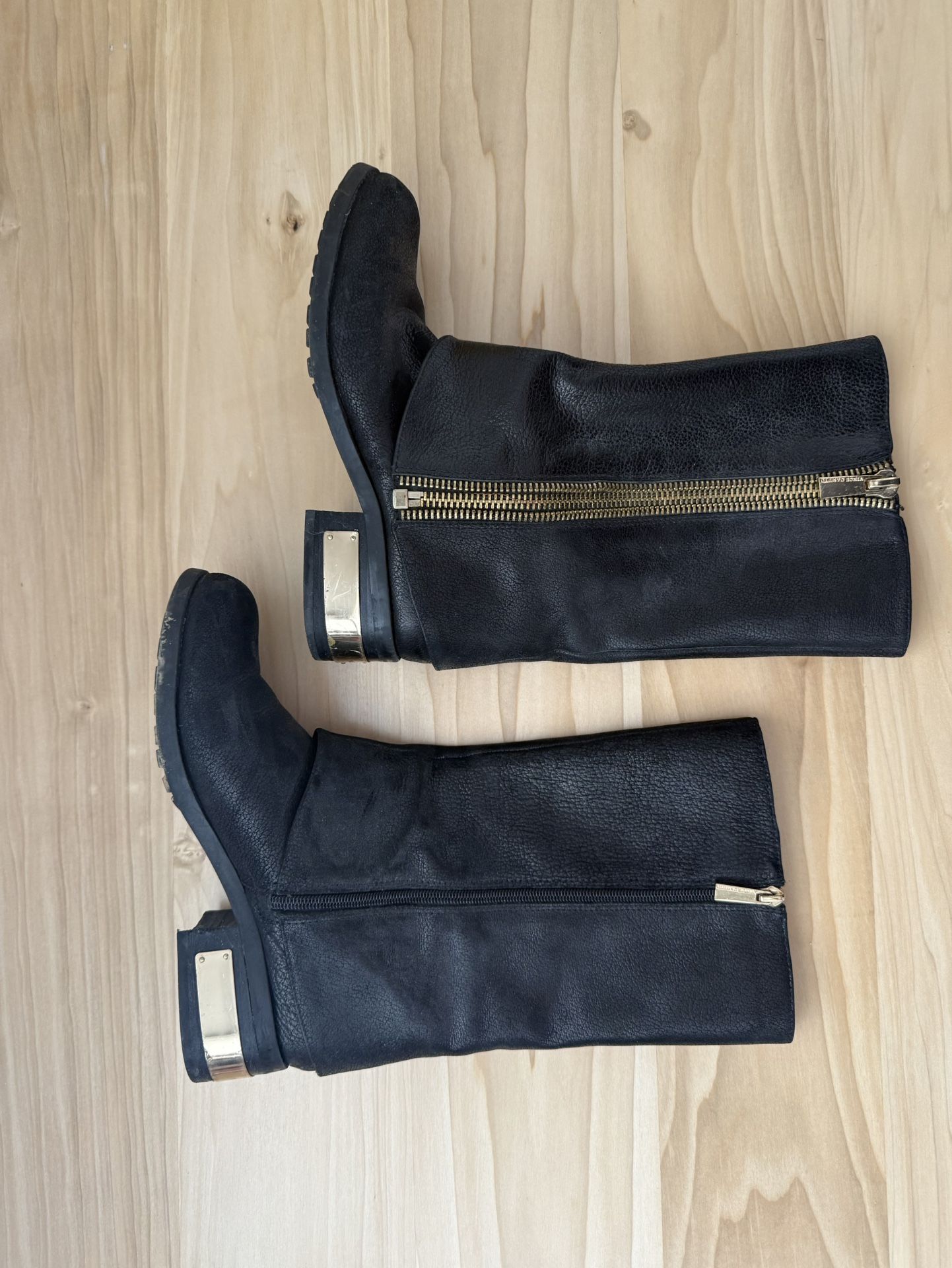 Women's Vince Camuto Moto Black Leather Sz 8