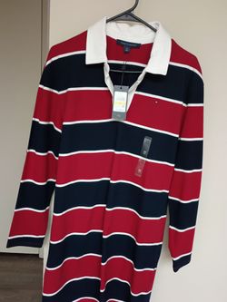 Tommy Hilfiger Striped Rugby  Knit dresses for woman Polo Shirt Size M