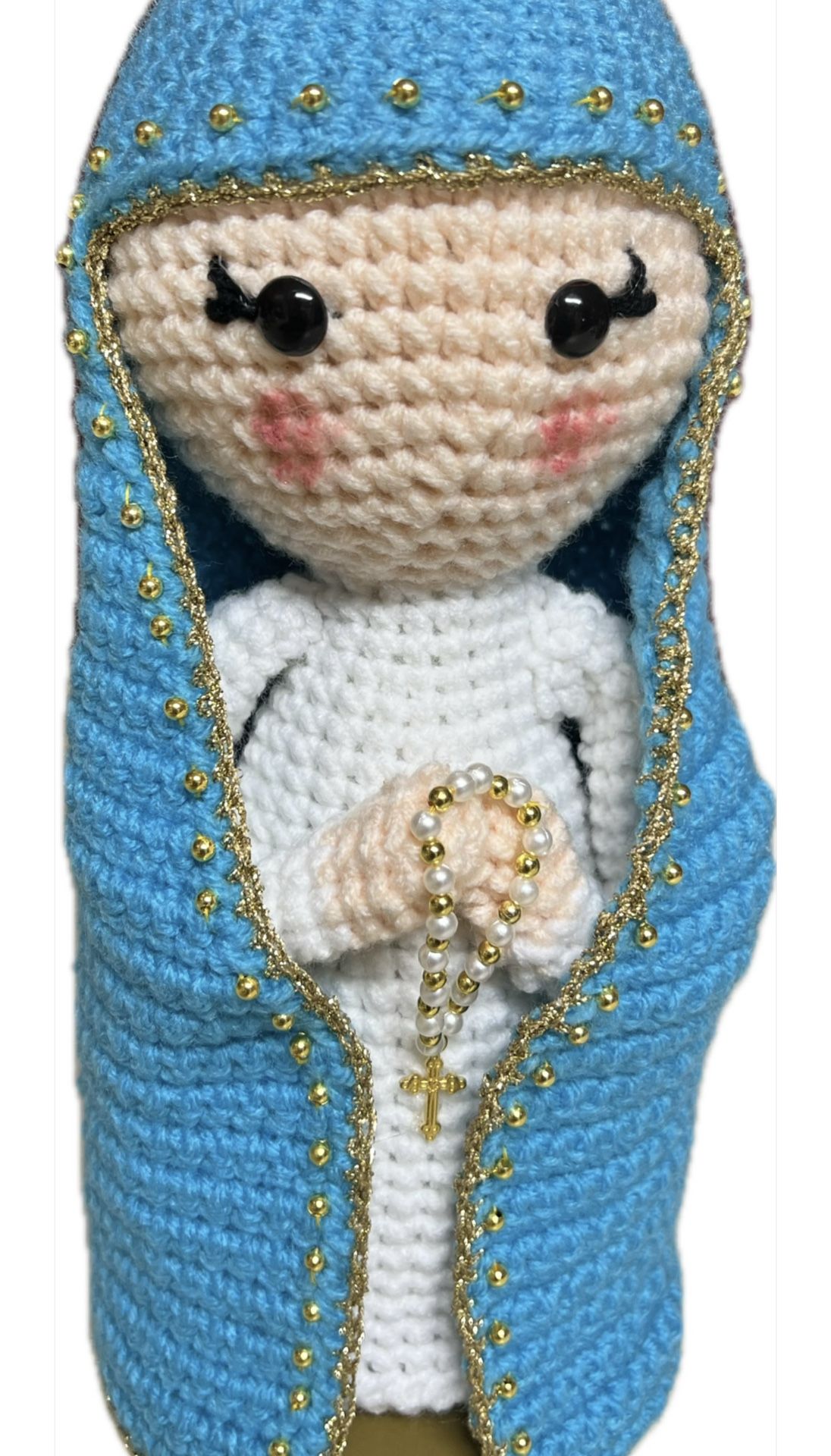 Blessed Virgin Mary Grace Fatima Lady figure GOD Statue crochet Catholic USA