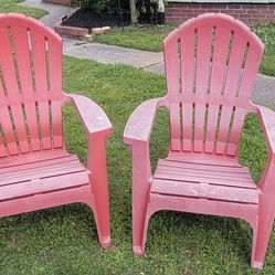 Pair of Plastic Adirondack Chairs