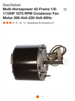 Packard 42-Frame Condenser Fan Motor 1/8-1/12HP