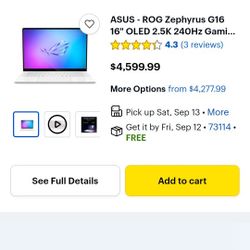 asus - rog zephyrus g16 16" oled 2.5k 240hz 5090