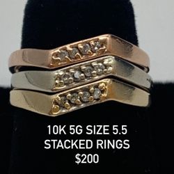 Tri Gold Stacked Rings #27369