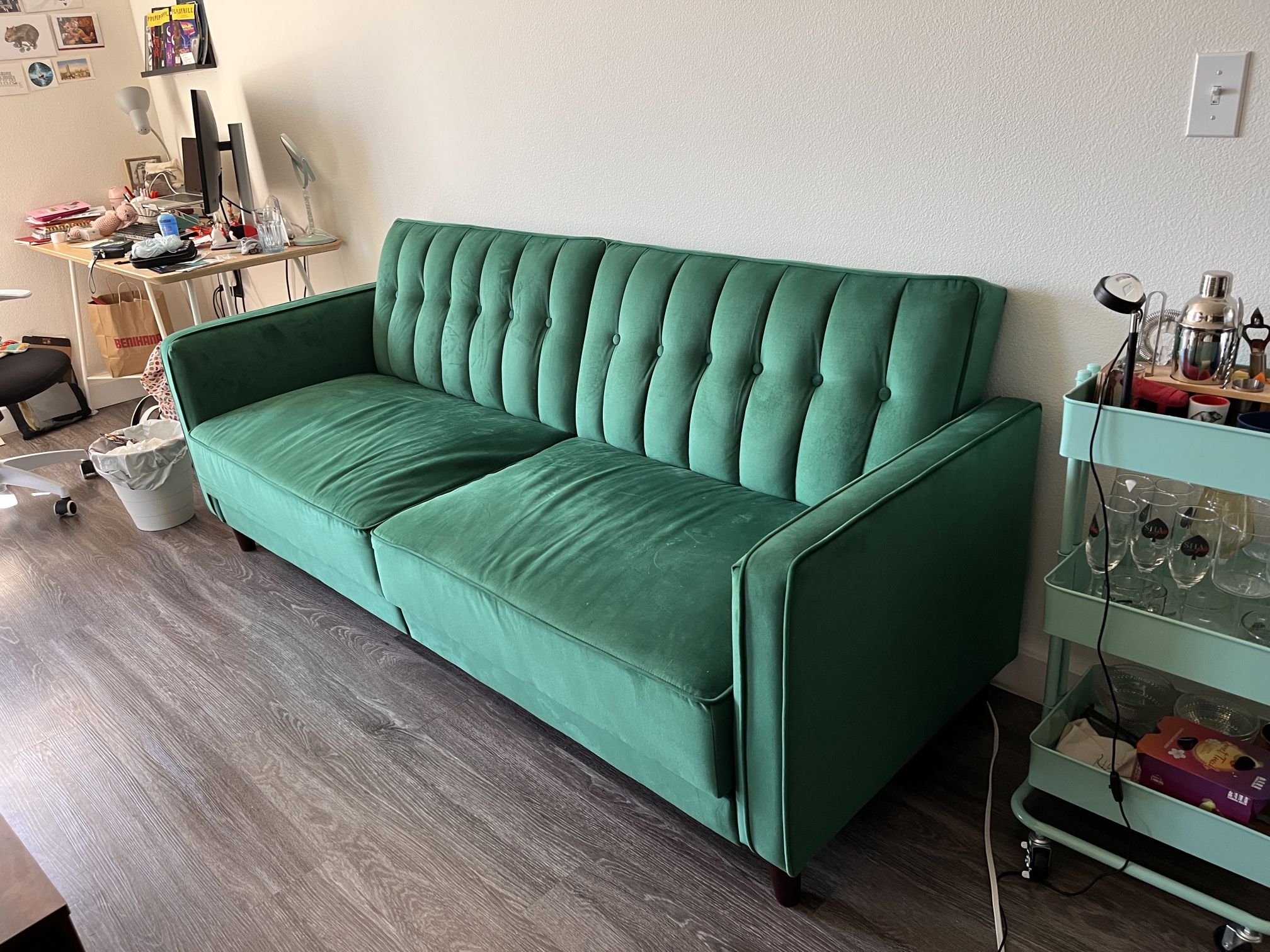 Perdue 81.5" Velvet Square Arm Convertible Sofa