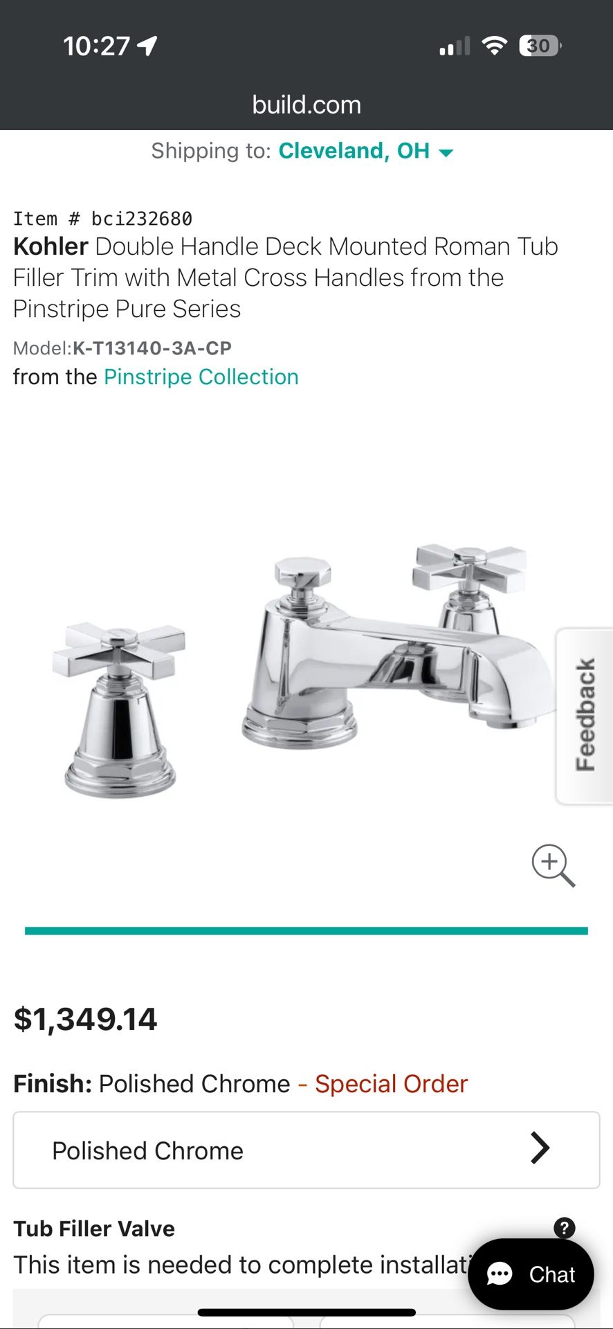 Kohler Pinstripe Roman Tub