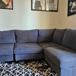 Modern 5-Piece Corduroy Sectional Couch – Clean & Comfortable!