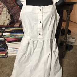 Women's junior's white Katali Siam canvas cotton white beach dress cute small