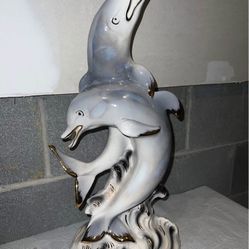🐬 Vintage Italian Porcelain Dolphin Sculpture