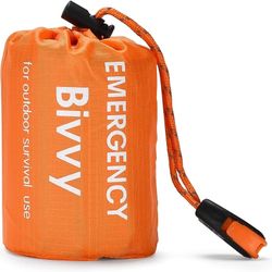 6-in-1 Survival Emergency Sleeping Bags Survival Bivvy Sack + Thermal Emergency Blankets Lightweight Portable Survival Gear for Outdoor