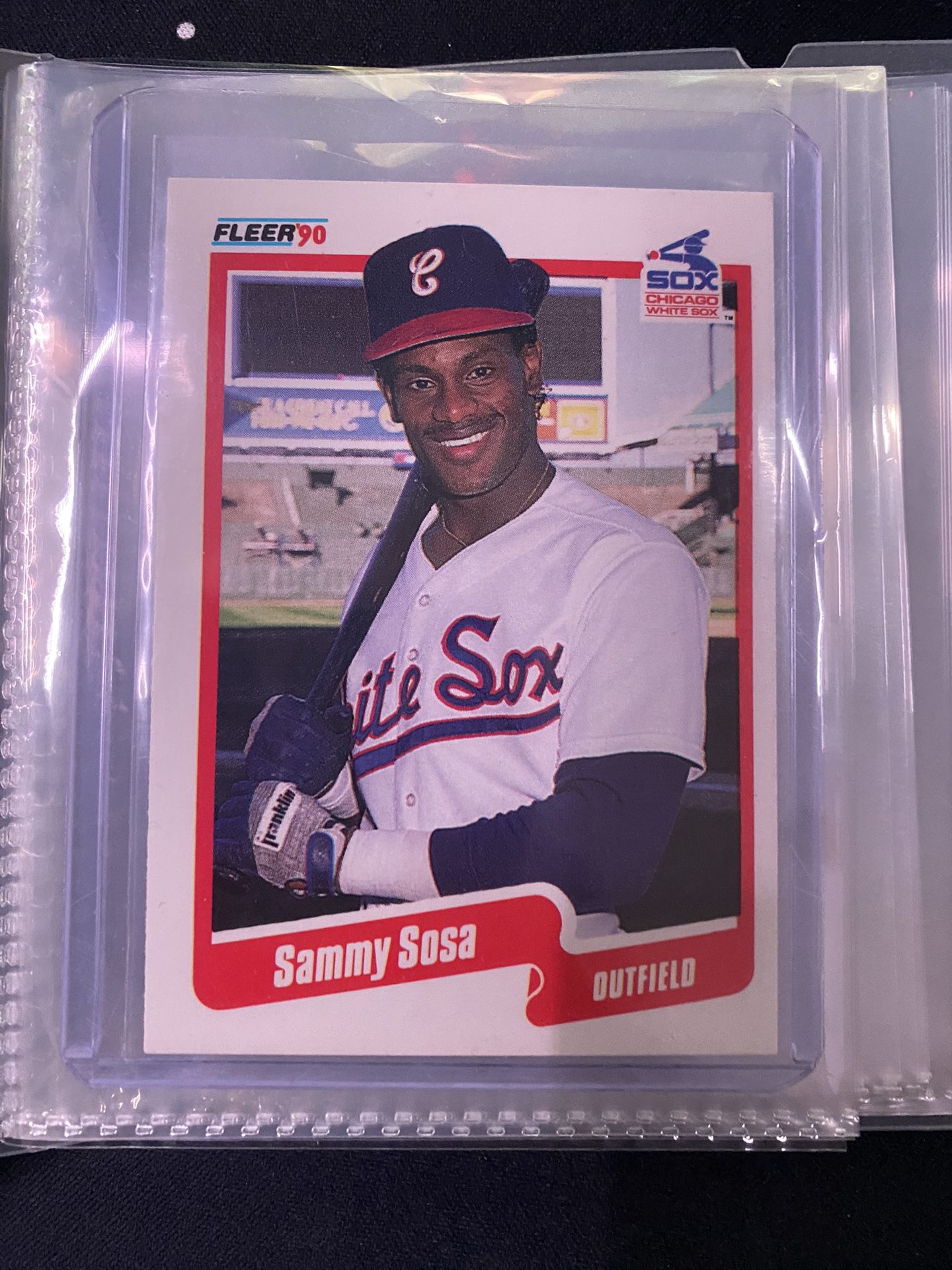 Sammy Sosa fleer 90 card (Double Error) D.O.B. error and D.R. error 