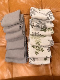Set of 12 Decorative Christmas Napkins, Silver/Gray