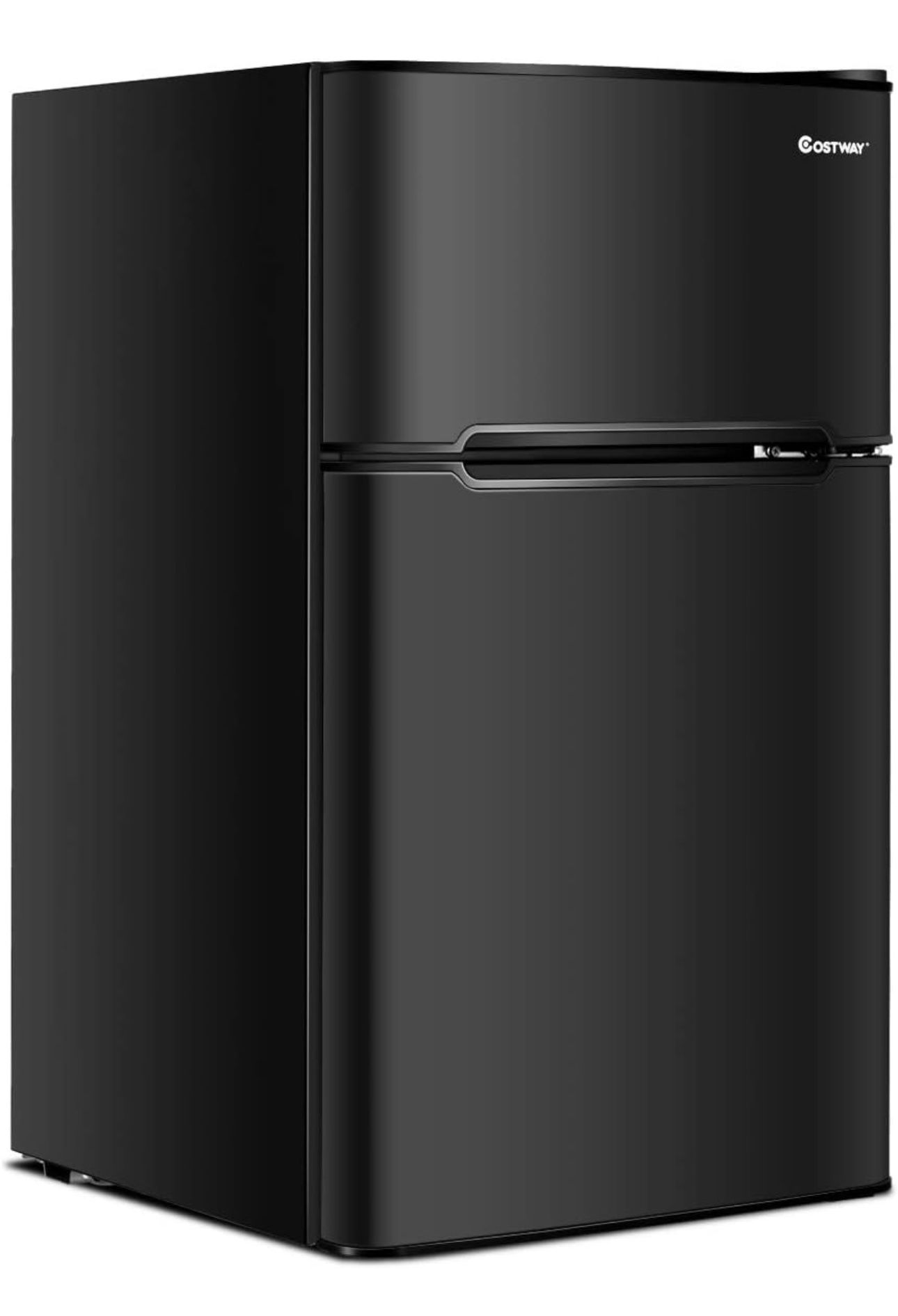 COSTWAY Compact Refrigerator, 3.2 cu ft. Unit 2-Door Mini Freezer Cooler Fridge with Reversible Door, Removable Glass Shelves, Mechanical Control, Rec