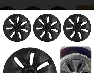 Tesla Model Y Hubcaps 19" 7-Spoke, Matte Black (Set of 4)