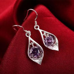 Drop Purple Dangle Earrings