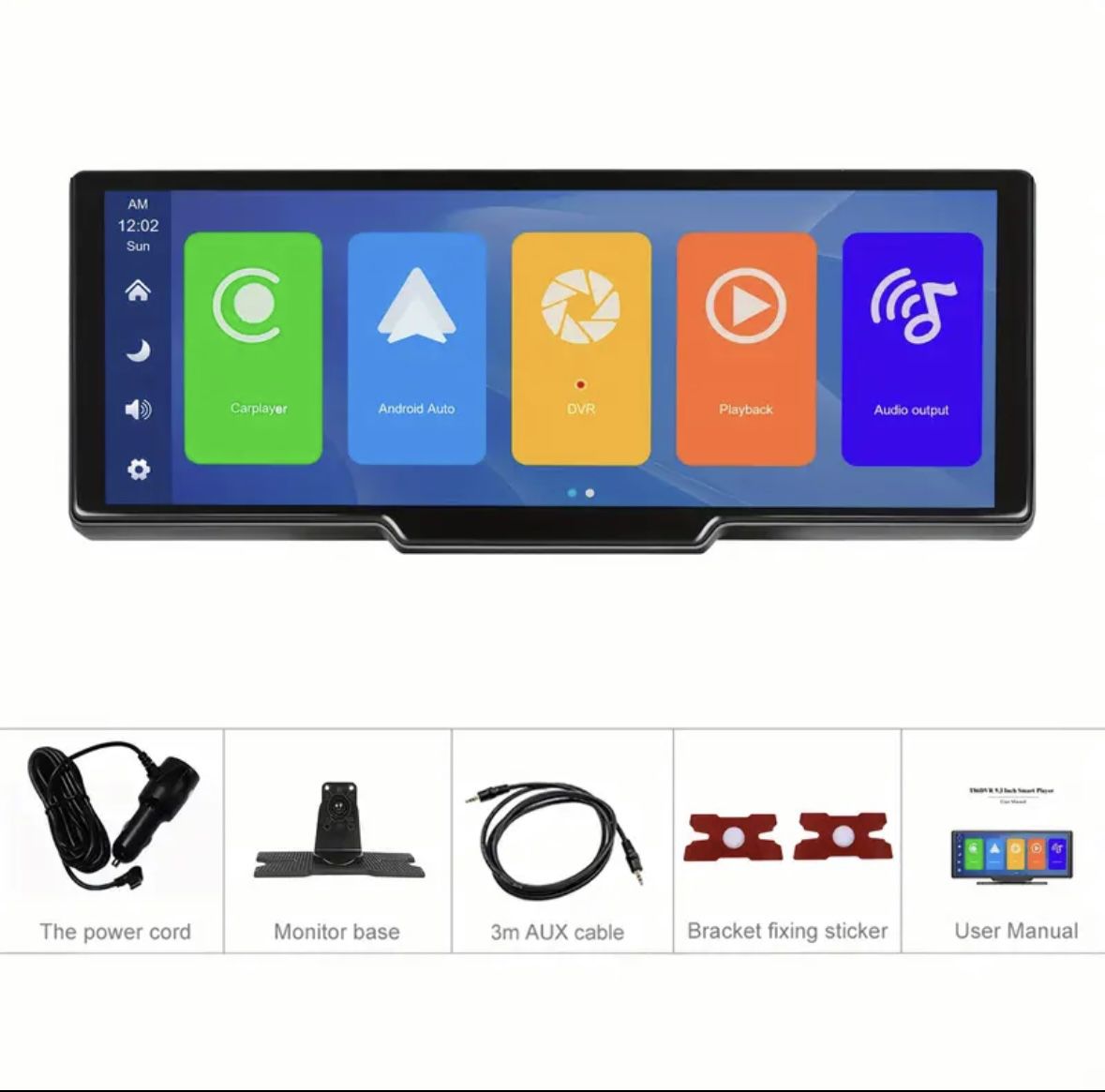 Portable Car Stereo Wireless Carplayer Screen 9.3" HD IPS Screen Car Radio with Android Auto,  Voice Contr